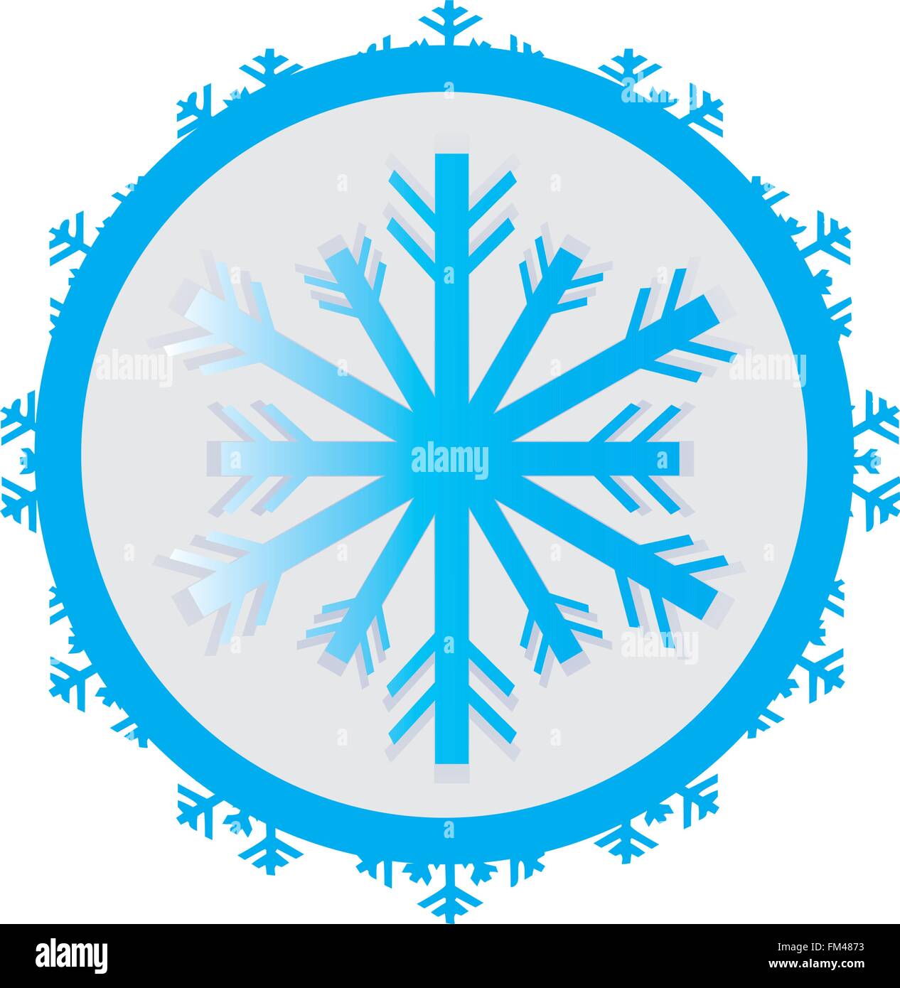 Autocollant isolé avec un flocon de neige bleu sur fond blanc Illustration de Vecteur