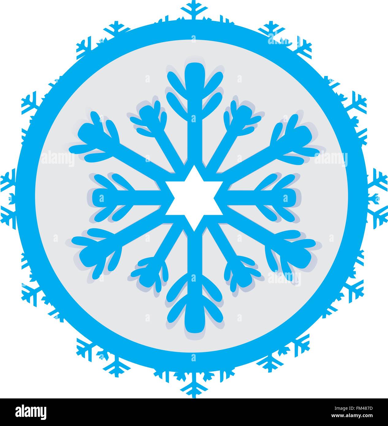 Autocollant isolé avec un flocon de neige bleu sur fond blanc Illustration de Vecteur