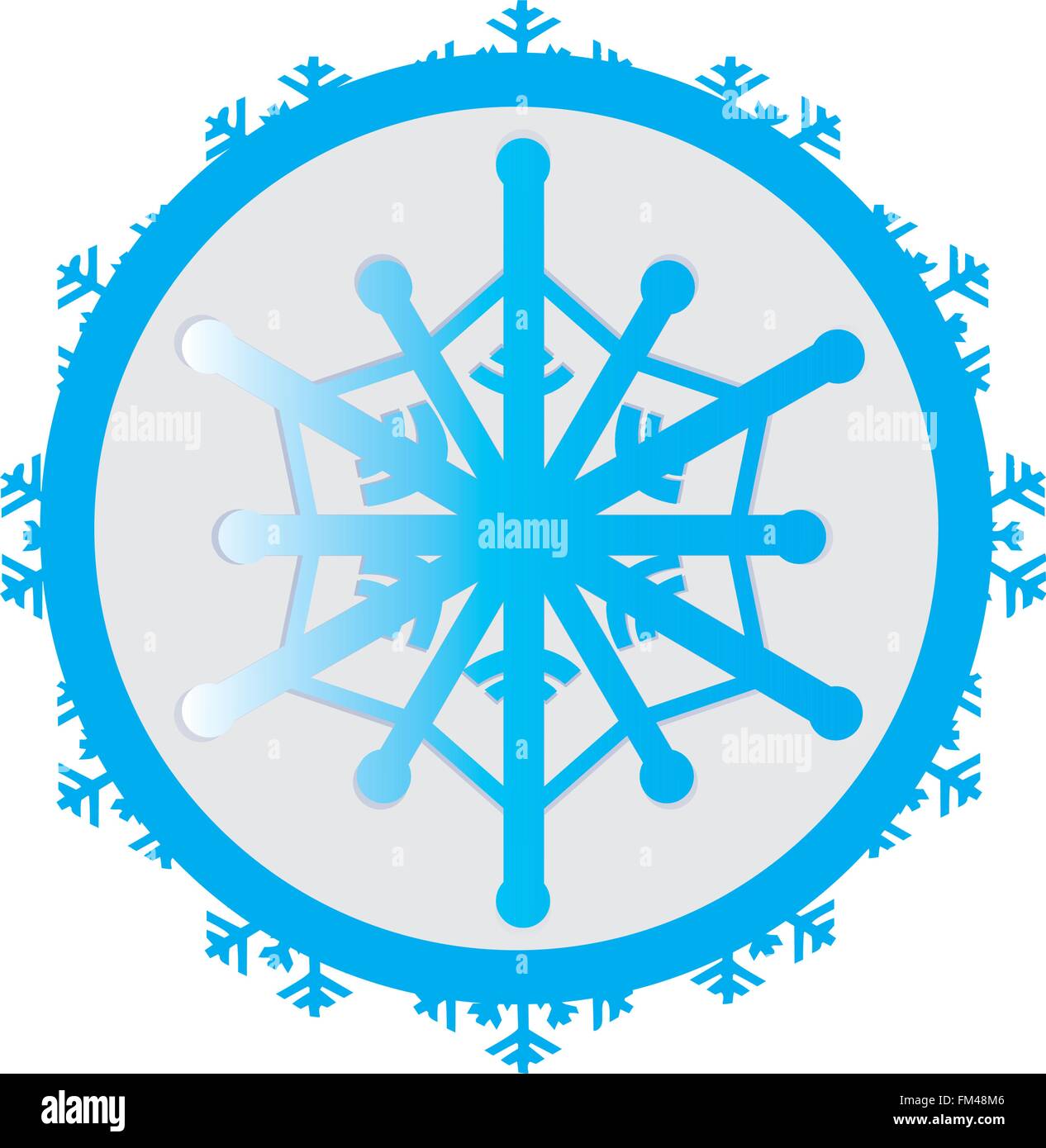 Autocollant isolé avec un flocon de neige bleu sur fond blanc Illustration de Vecteur