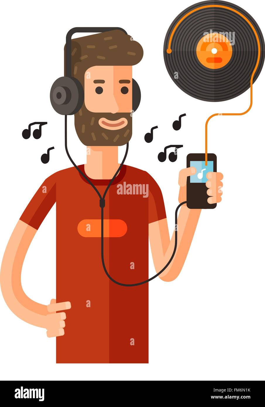 L'homme dessin animé d'écouter de la musique. vector illustration Illustration de Vecteur