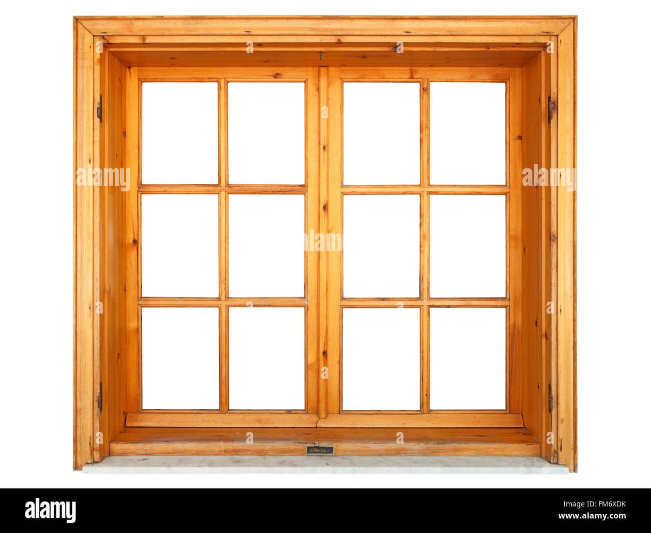 Fermeture de fenêtre en bois isolé sur fond blanc Banque D'Images