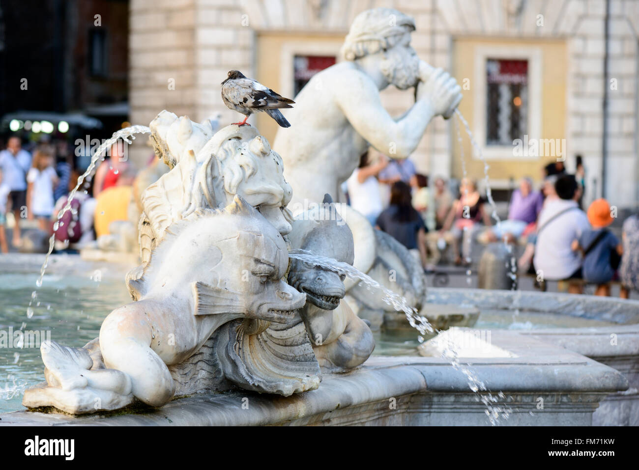Particulier de la fontaine del Moro. est une fontaine située à l'extrémité sud de la Place Navone à Rome, Italie. La fontaine Banque D'Images