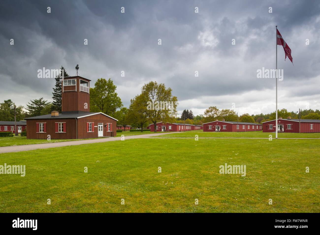 Le Danemark, le Jutland, Padborg, Froslevlejren, ancien WW2-era Froslev Camp de détention pour les prisonniers en Allemand Danois Danemark occupés par les bâtiments du camp, Banque D'Images