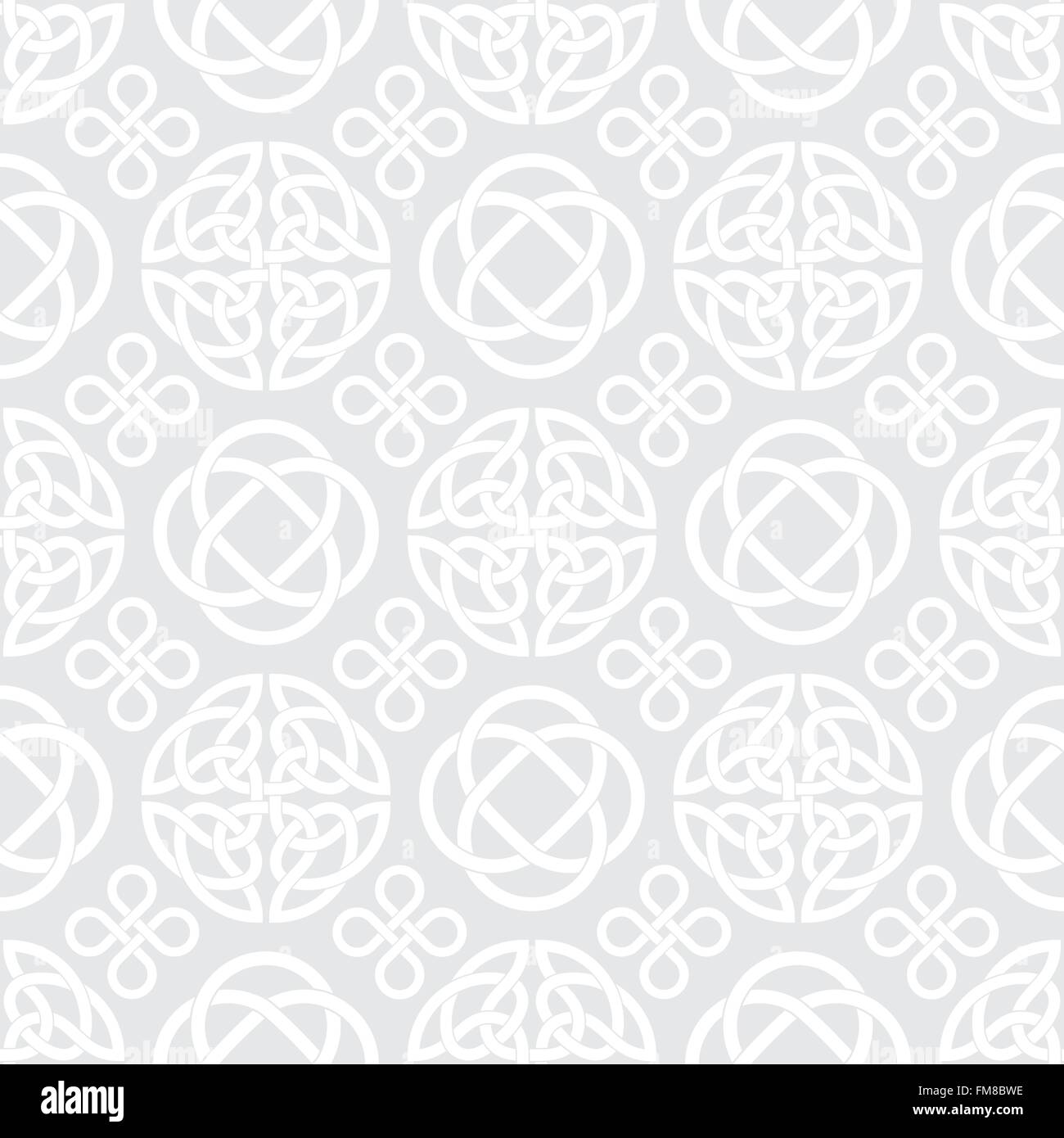 Modèle transparent avec noeud celtique de symboles, blanc sur gris clair Illustration de Vecteur