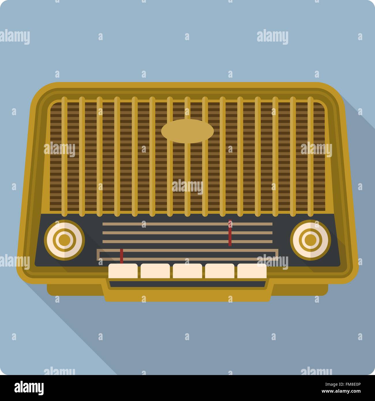 L'icône de style rétro vintage design plat de radio Illustration de Vecteur