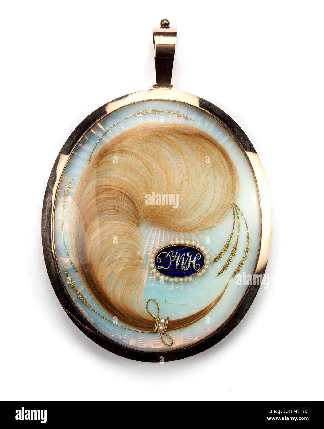 Cheveux bouclés Regency or pendentif initiales DWH-travail Banque D'Images