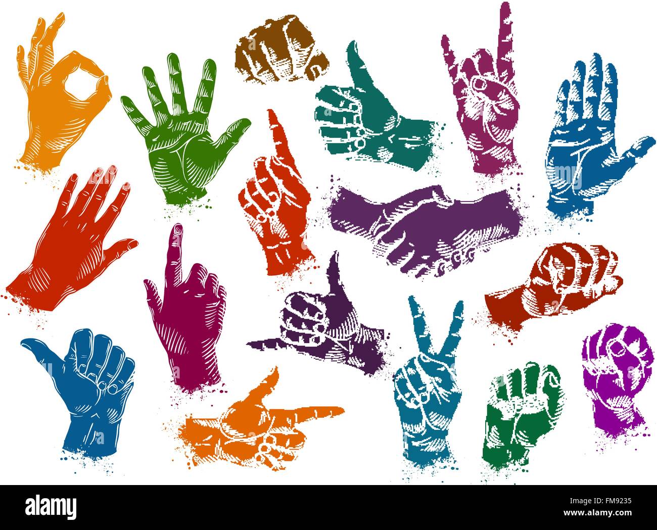 Mains icons set isolé sur fond blanc. vector illustration Illustration de Vecteur