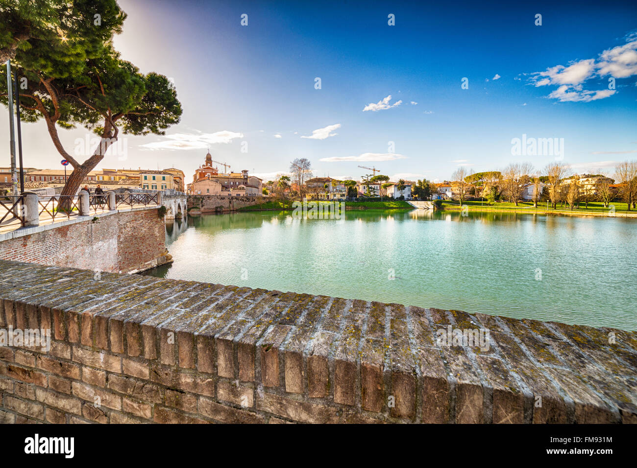 Pont de Tibère à Rimini, l'un des plus solides structures architecturales construites par les Romains Banque D'Images