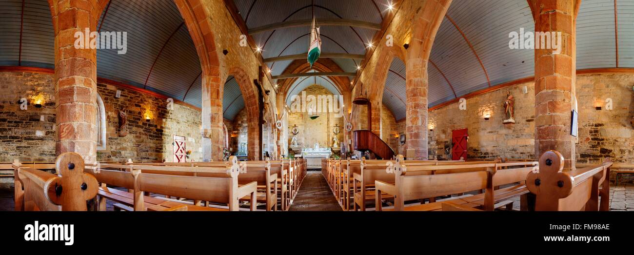 La France, Finistère, Camaret sur Mer, Toulinguet point, à l'intérieur de Notre Dame de Rocamadour churchin Camaret Banque D'Images