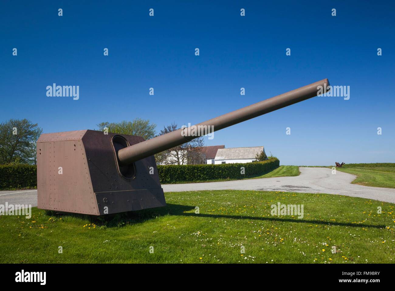 Le Danemark, Langeland, Bagenkop, Langelandsfort Musée canadien de la guerre froide, guerre froide artefacts à l'ancienne base de l'OTAN, l'artillerie navale Banque D'Images