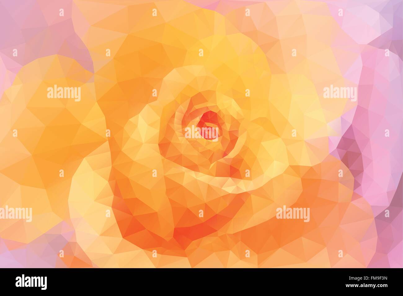 Polygone triangle abstrait coloré fleurs de couleur rose et jaune Illustration de Vecteur