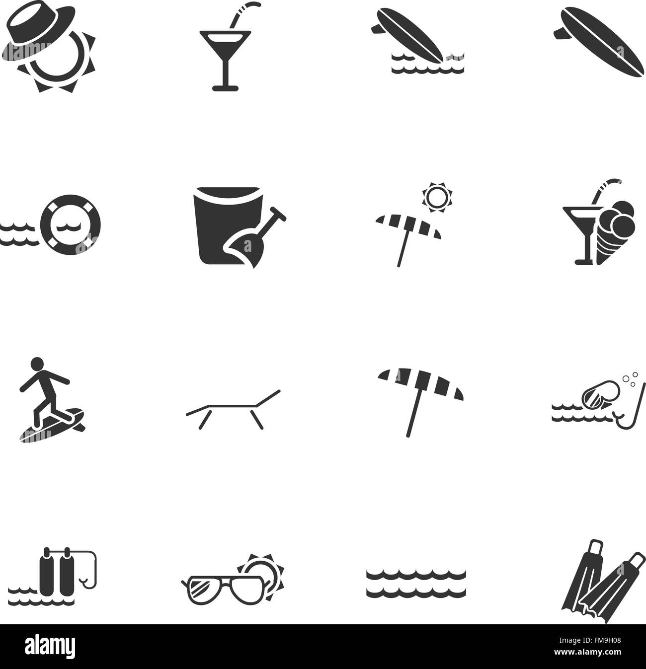 Beach web icons pour la conception d'interface utilisateur Illustration de Vecteur