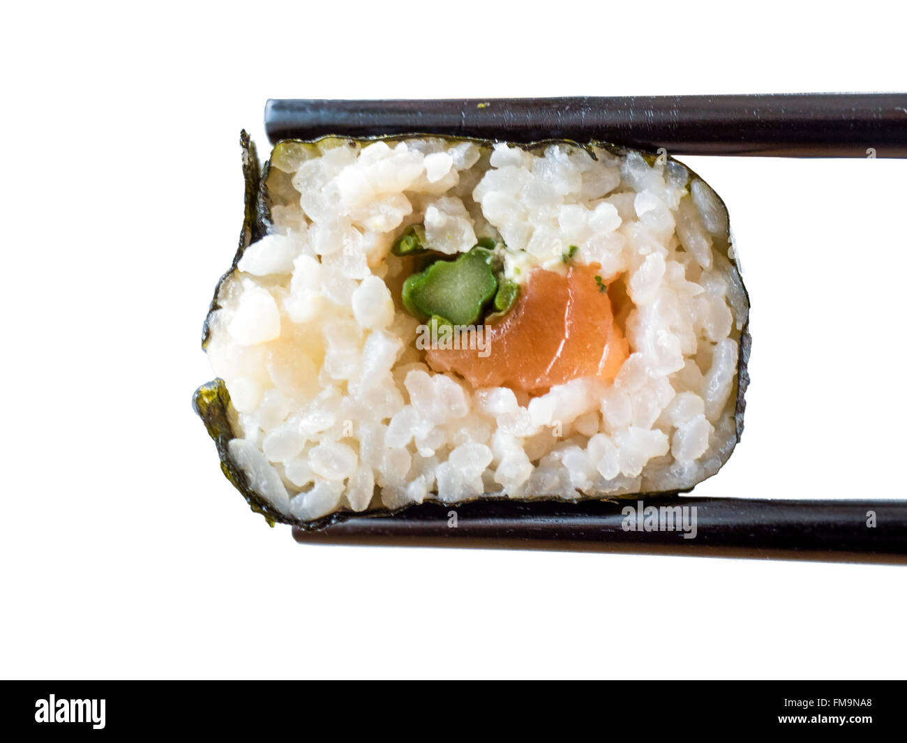 Sushi avec des baguettes Banque D'Images