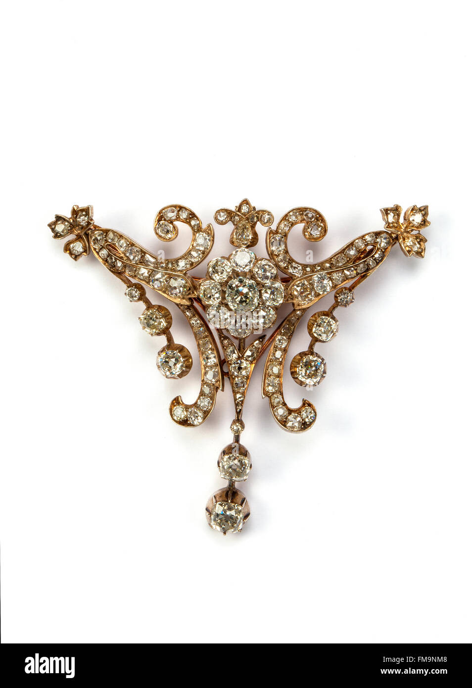 Broche Ancienne Bouquet En Laiton France 19ème Siècle - État Bon - Vintage