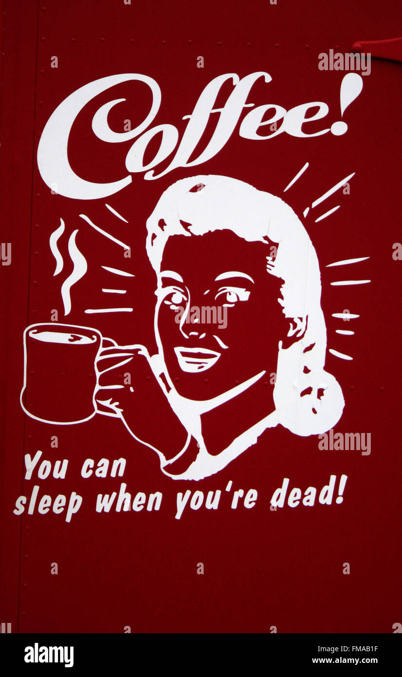 'Café ! Vous pouvez dormir quand vous êtes morts", décembre 2013, Berlin. Banque D'Images