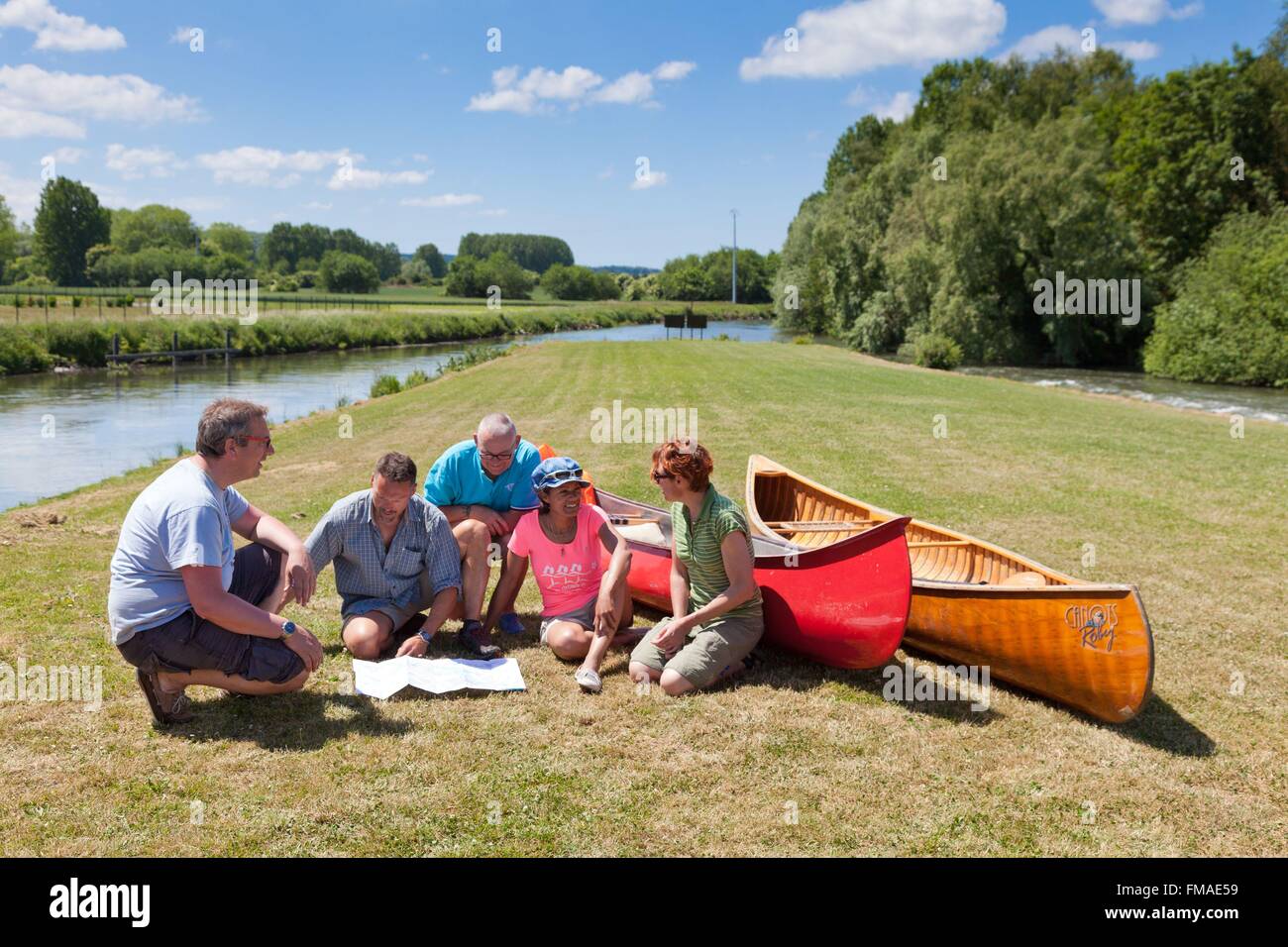 France, Somme, Abbeville, en kayak sur le canal de la Somme Banque D'Images