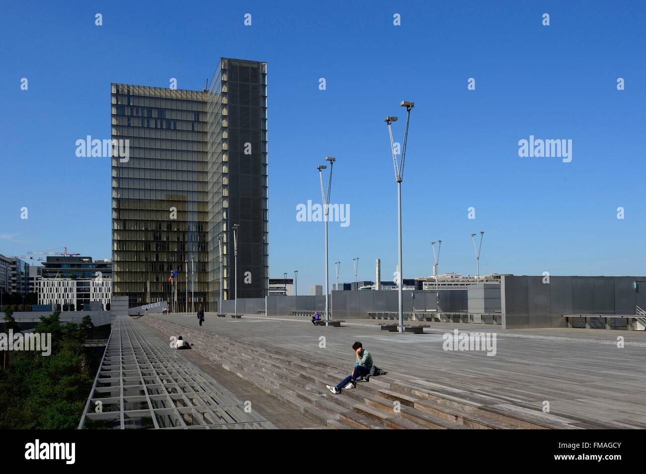 France, Paris, Bibliothèque Nationale de France (Bibliothèque Nationale de France) par l'architecte Dominique Perrault Banque D'Images