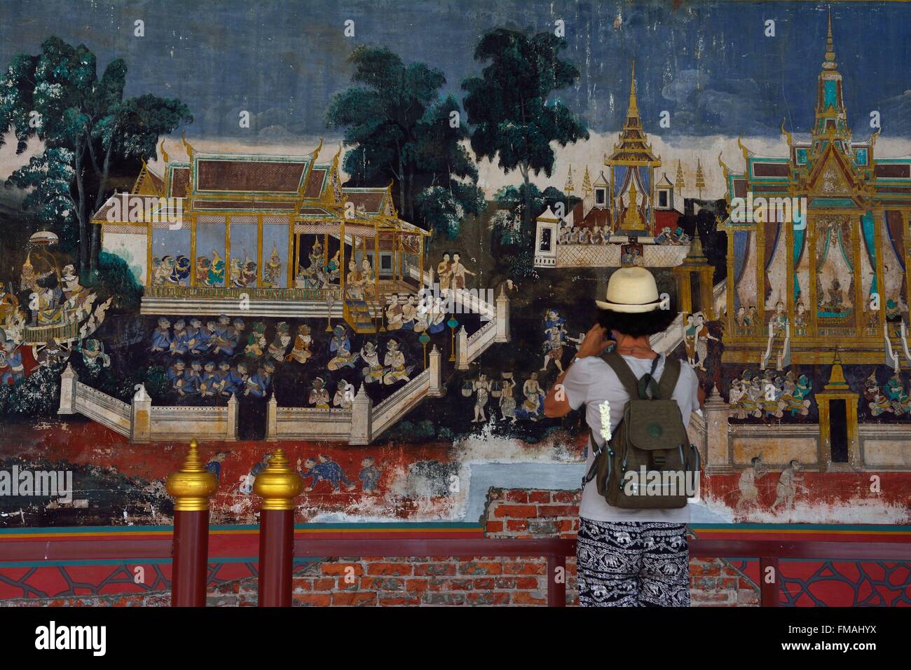Cambodge, Phnom Penh, le Musée National, la peinture Khmère Banque D'Images