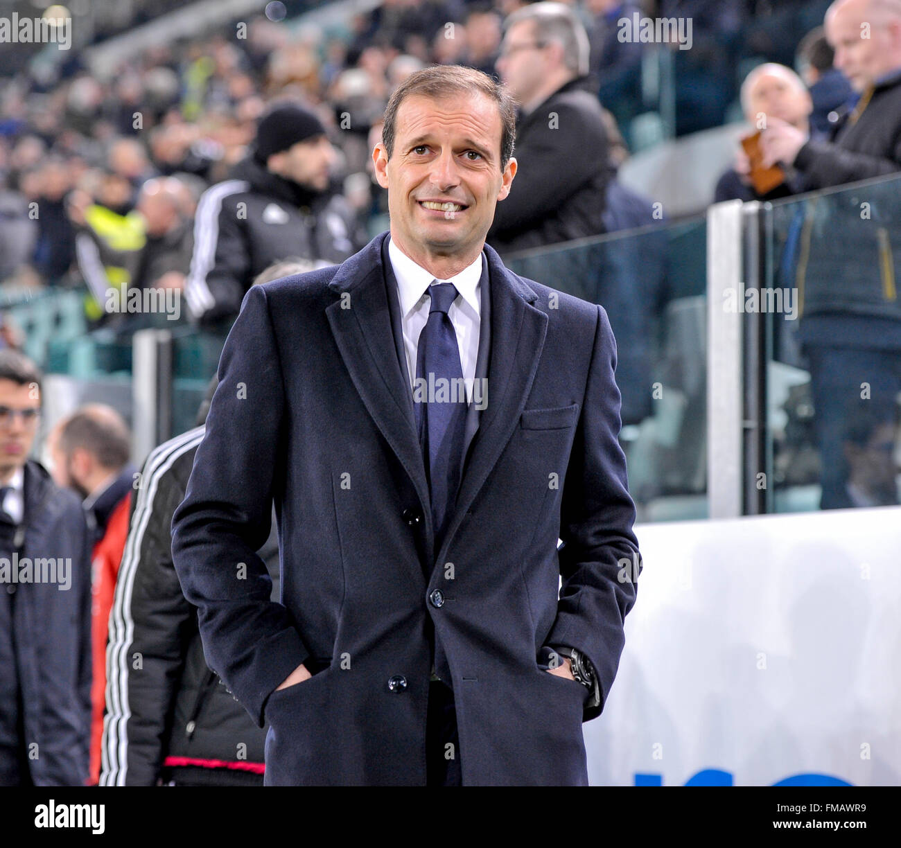 Turin, Italie. 11 mars 2016 : Massimiliano Allegri au cours de la série d'un match de football entre la Juventus et US Sassuolo Calcio au Juventus Stadium à Turin, Italie. Credit : Nicolò Campo/Alamy Live News Banque D'Images