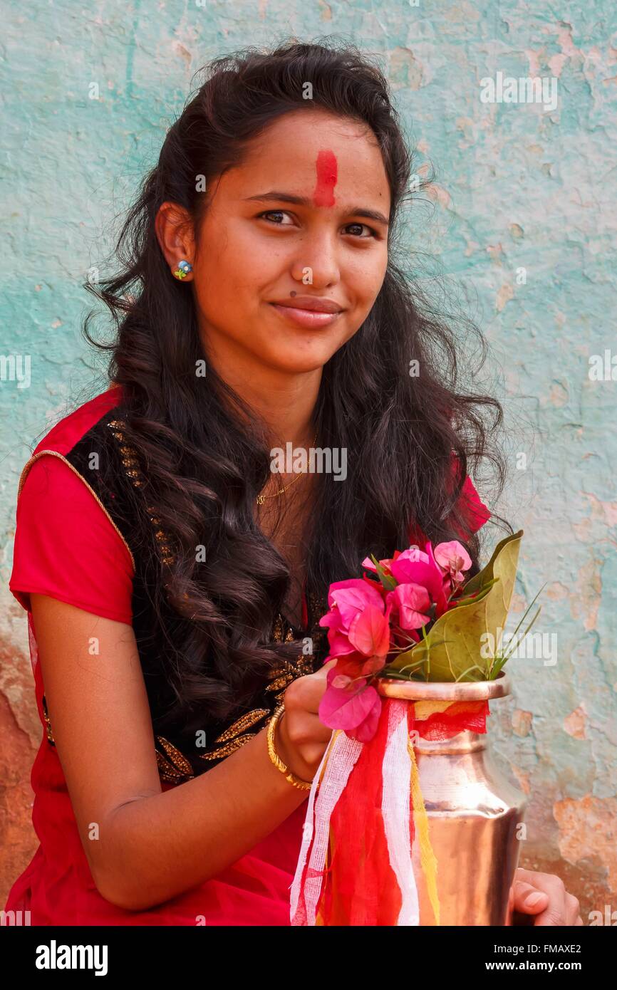 Le Népal, zone de Lumbini, Tansen, woman portrait Banque D'Images