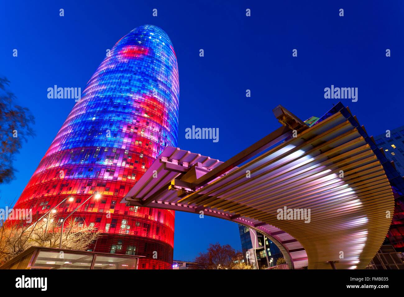 Espagne, Catalogne, Barcelone, Torre Agbar (Tour Agbar) Banque D'Images