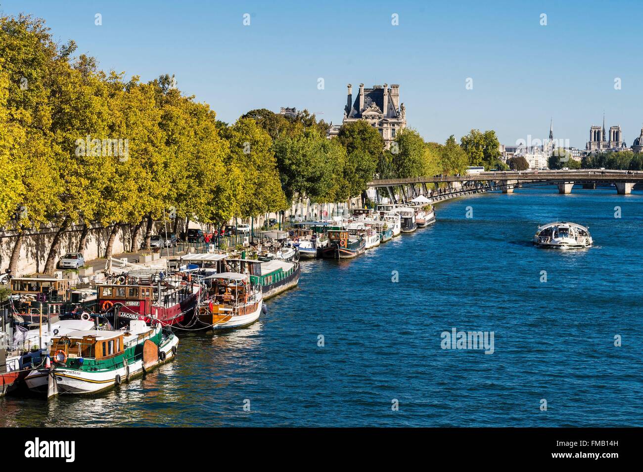 France, Paris, les bords de Seine classés au Patrimoine Mondial par l'UNESCO, quai des Tuileries Banque D'Images