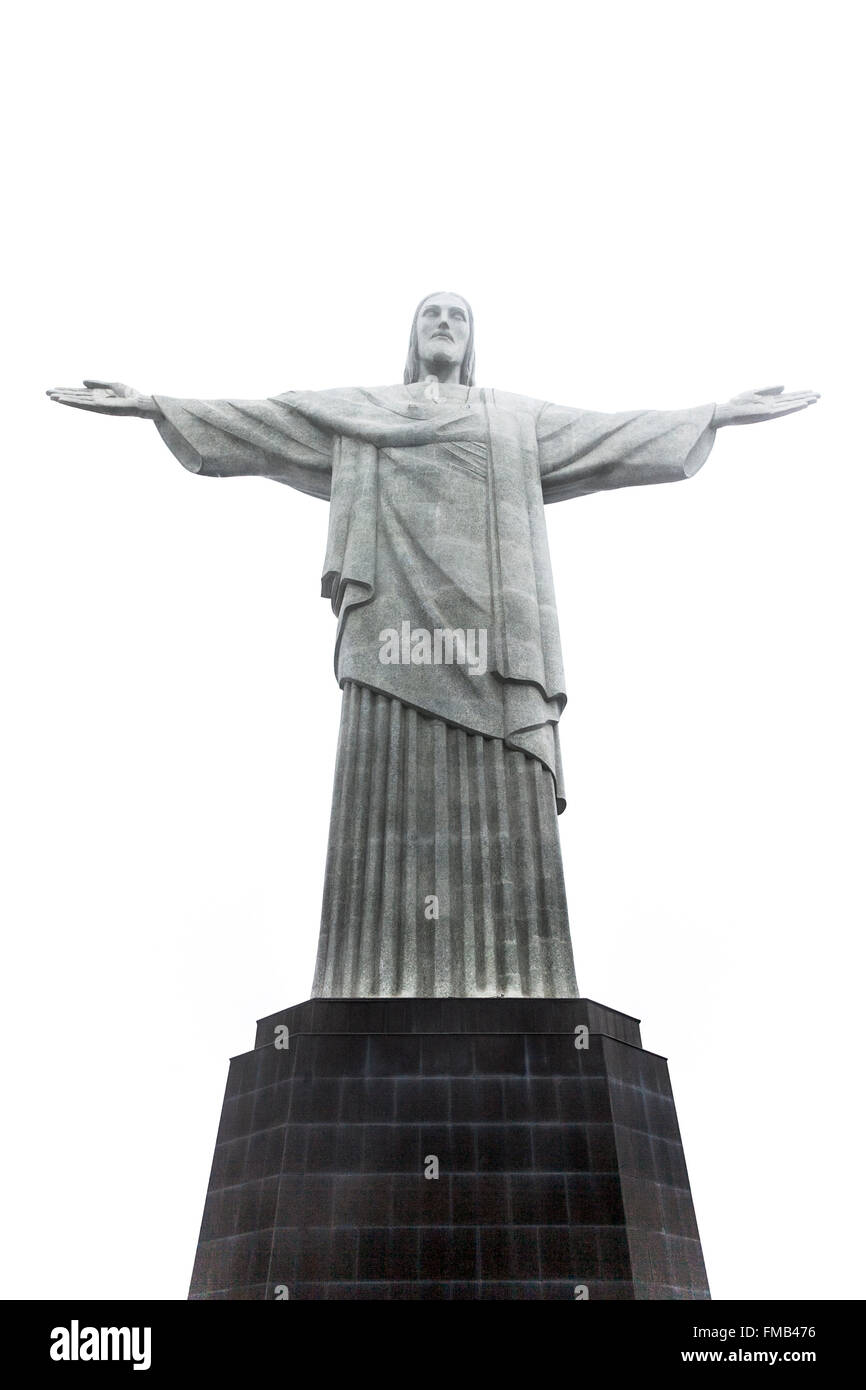 Isolé le Christ Rédempteur à Rio de Janeiro, Brésil Banque D'Images