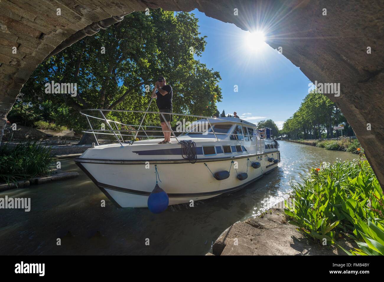 France, Aude, Ventenac en Minervois, Canal du Midi classé au Patrimoine Mondial par l'UNESCO Banque D'Images