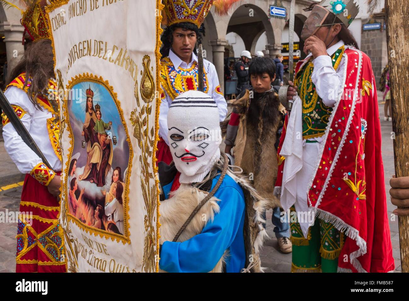 Pérou, Cusco, Cusco, province inscrite au Patrimoine Mondial de l'UNESCO, la Plaza de Armas, Virgen del Carmen festival Banque D'Images