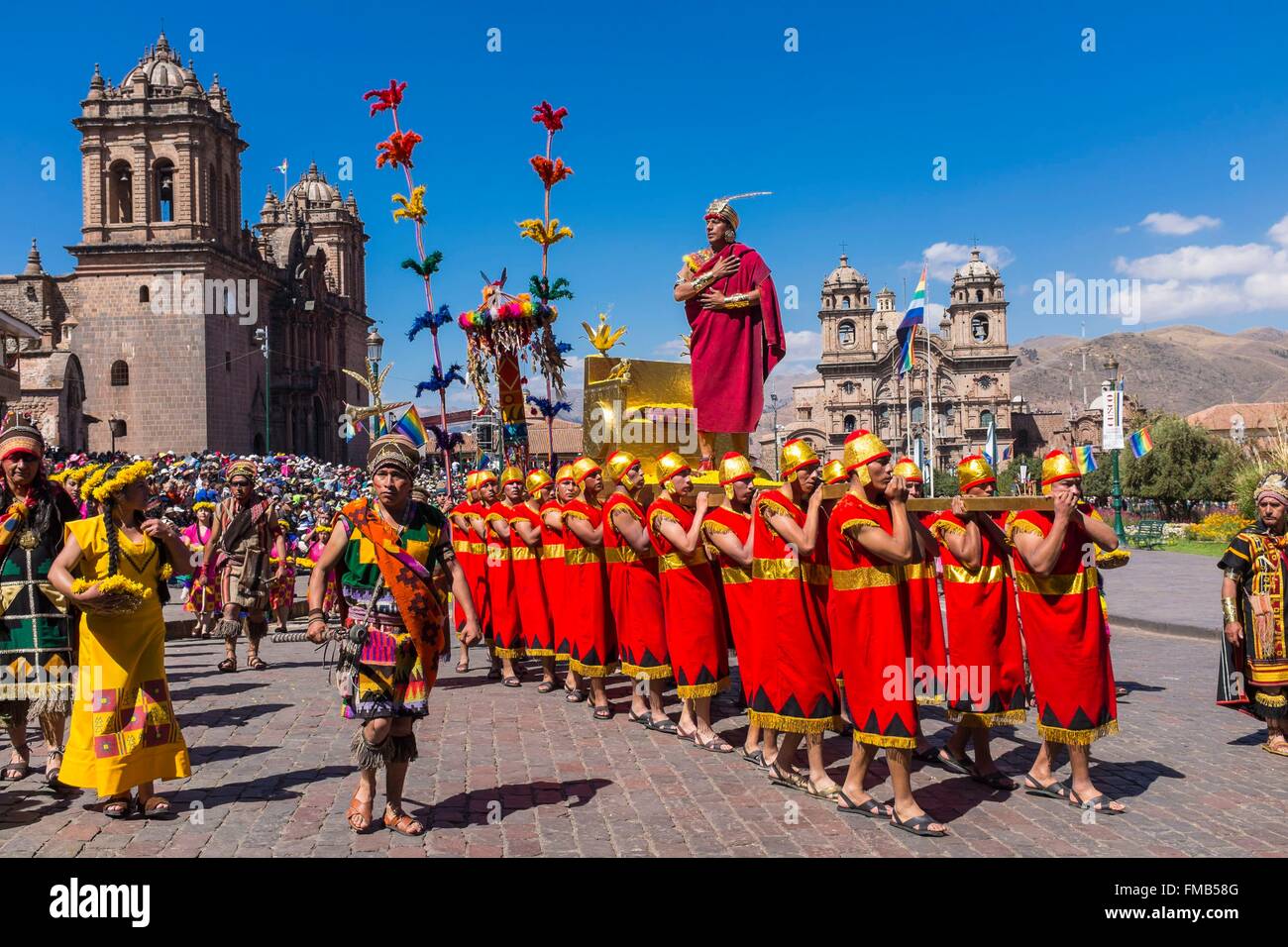 Pérou, Cusco, Cusco, province inscrite au Patrimoine Mondial de l'UNESCO, l'Inti Raymi ou fête du Soleil, une importante célébration Inca que Banque D'Images