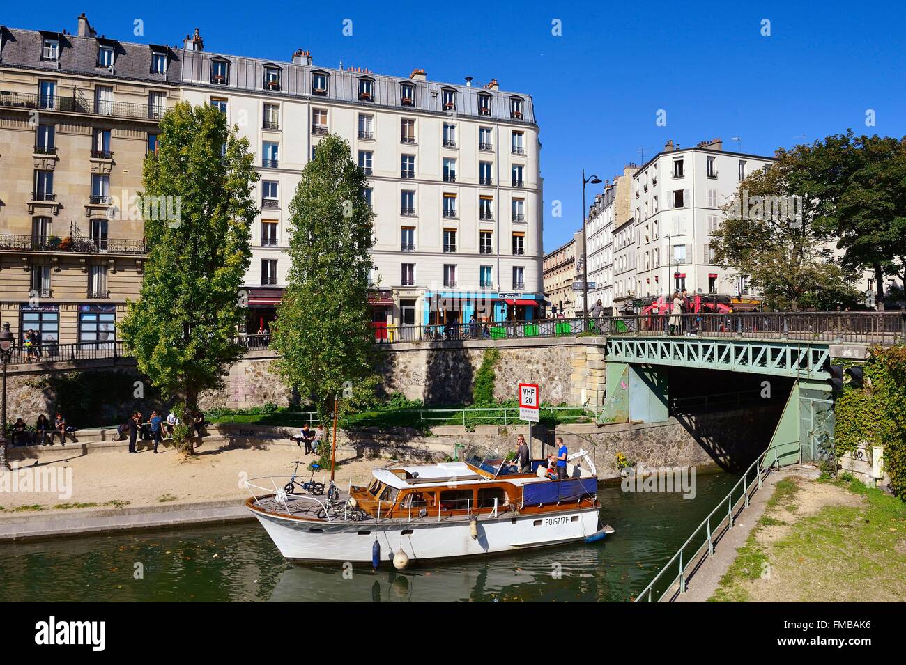France, Paris (75), Quai de Valmy, canal Saint-Martin, Banque D'Images