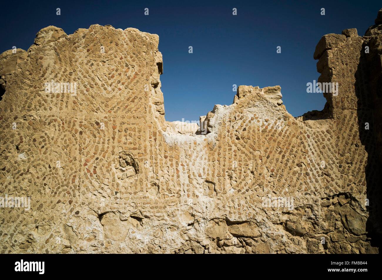 Israël, désert de Judée, Massada, site archéologique, classé au Patrimoine Mondial par l'UNESCO, mosaïque Banque D'Images