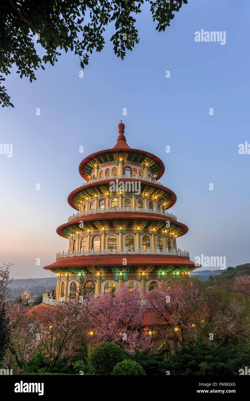 Cherry Blossom à Tien-Yuan Temple à nouveau Taipei, Taiwan Banque D'Images
