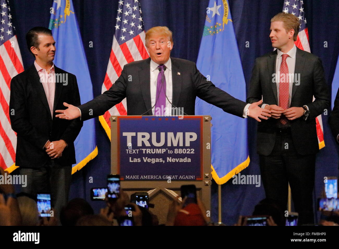L'atout de Donald victoire après victoire en caucus du Nevada, Las Vegas, NV Banque D'Images