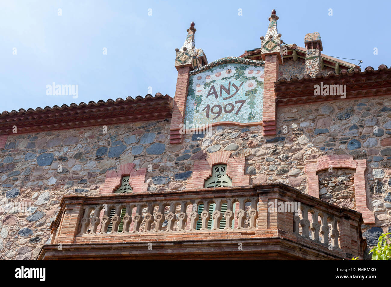 Maison façade bâtiment de style moderne,année 1907,de,La Garriga, Catalogne, Espagne. Banque D'Images