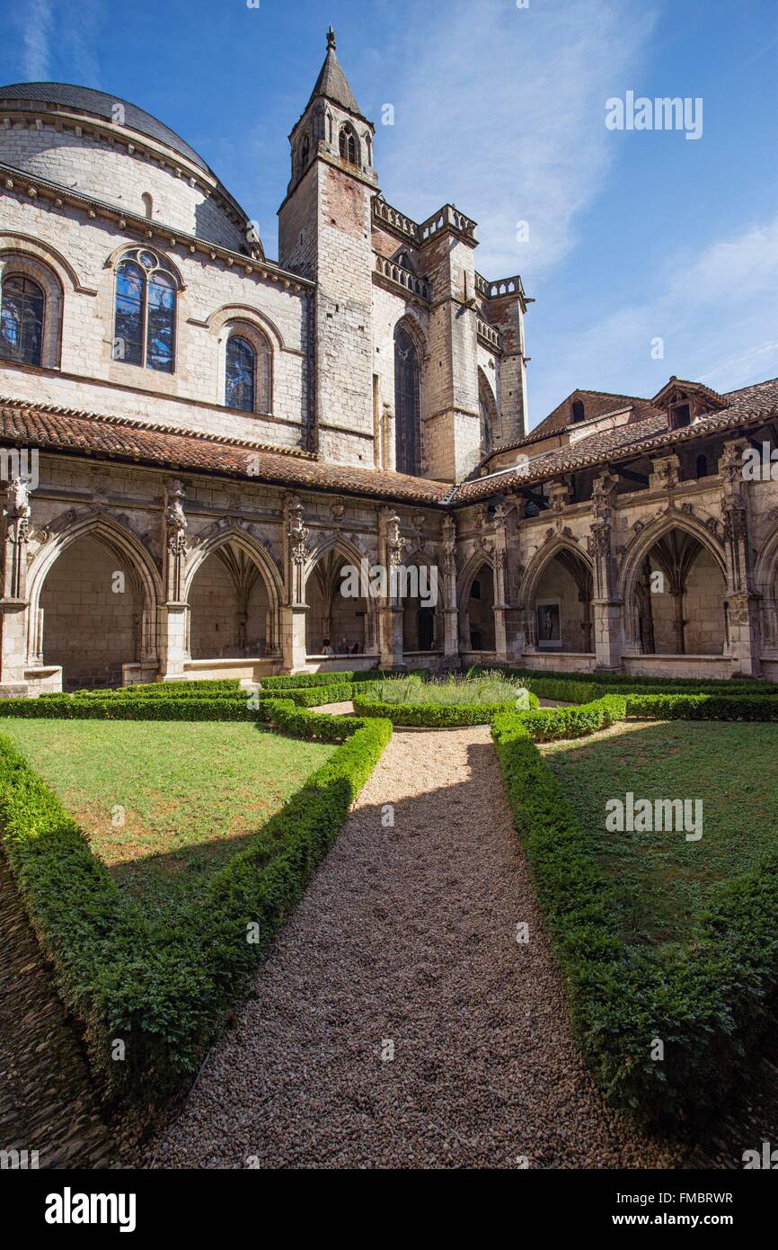 France, Lot, Bas-Quercy, Cahors, Cathédrale St Etienne, le cloître Banque D'Images