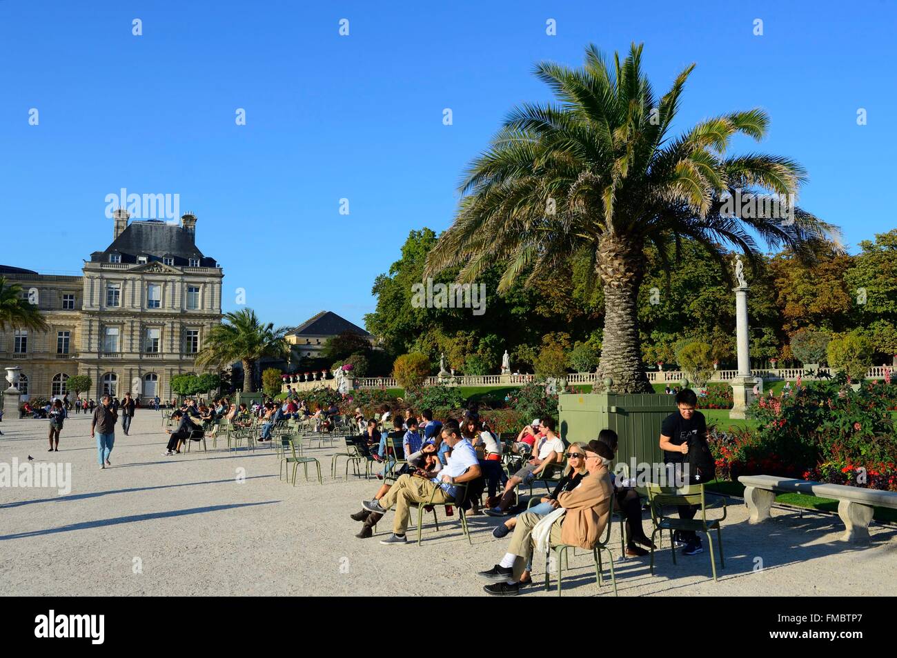 France, Paris, Palais du Luxembourg, le Sénat depuis le jardin du Luxembourg Banque D'Images