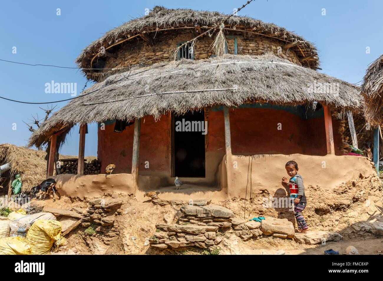 Le Népal, Gandaki zone, Ramkot, une maison ronde traditionnelle Banque D'Images