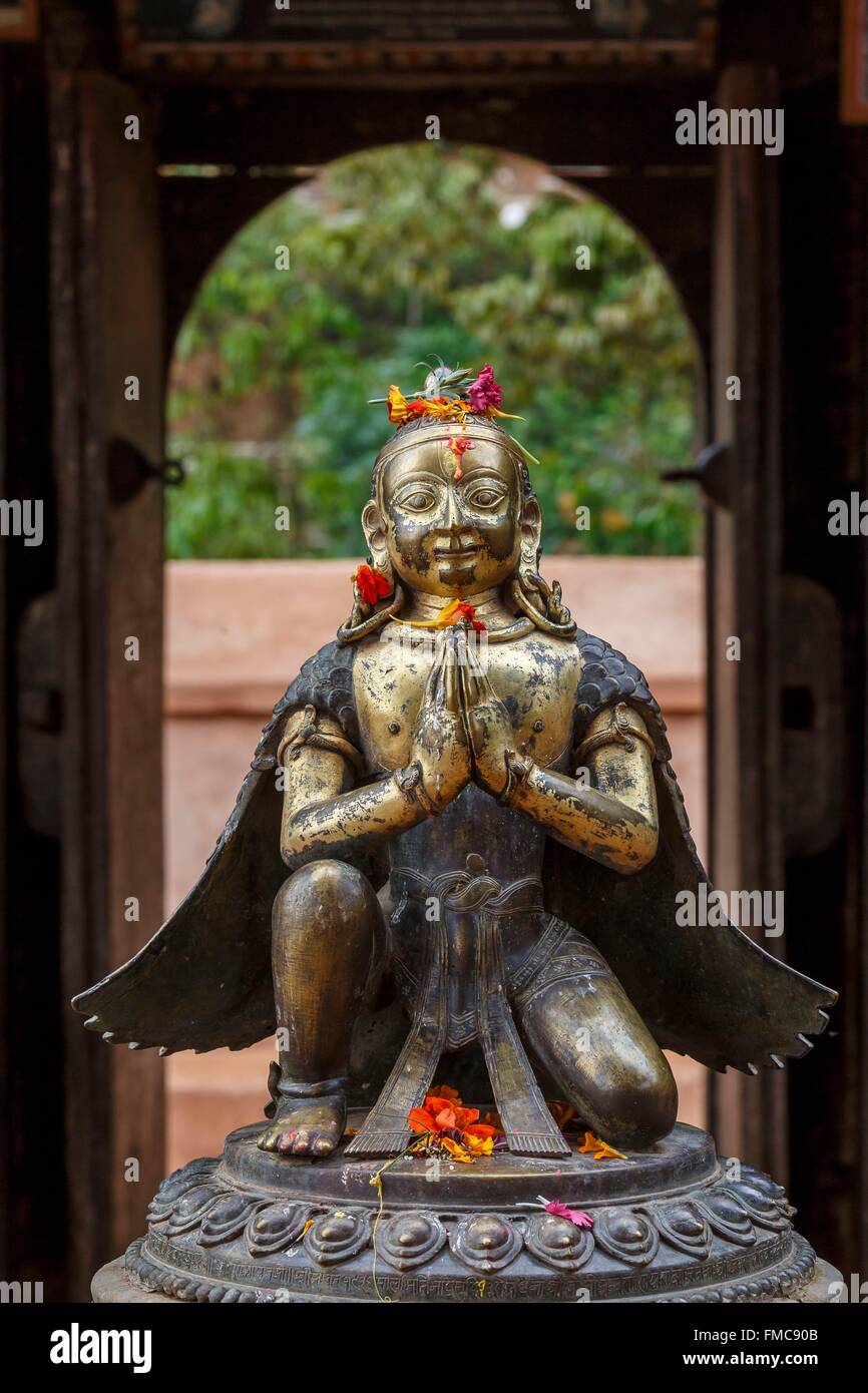 Le Népal, zone de Lumbini, Tansen, Amarnarayan mandir Garuda statue Banque D'Images