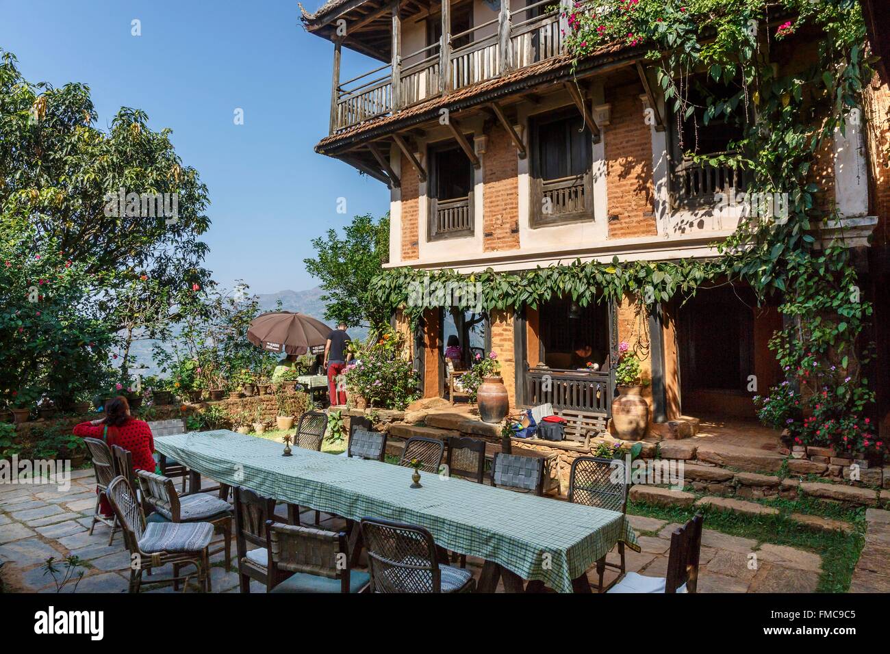 Le Népal, zone Bagmati, Nuwakot, le célèbre farm house hotel Banque D'Images