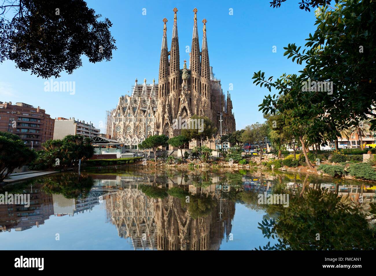 Espagne, Catalogne, Barcelone, Sagrada Familia, la cathédrale inscrite au Patrimoine Mondial de l'UNESCO Banque D'Images