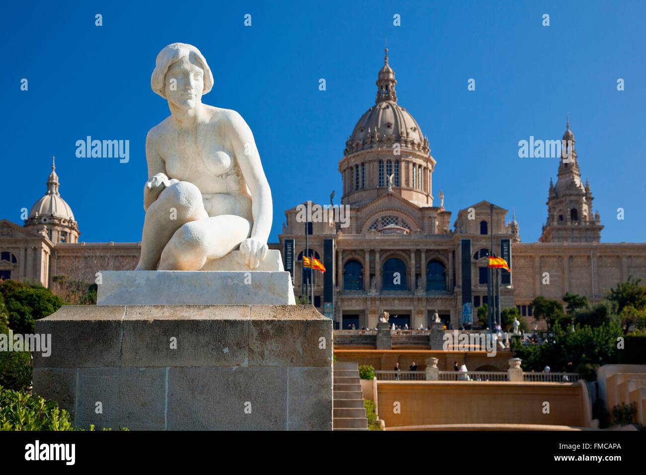 Espagne, Catalogne, Barcelone, de Montjuic, le Palais National (Palau Nacional), Musée National d'Art de Catalogne (MNAC) Banque D'Images