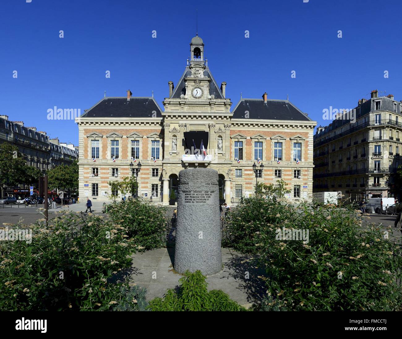 France, Paris, mairie du 19ème arrondissement, Place Armand Carrel Banque D'Images