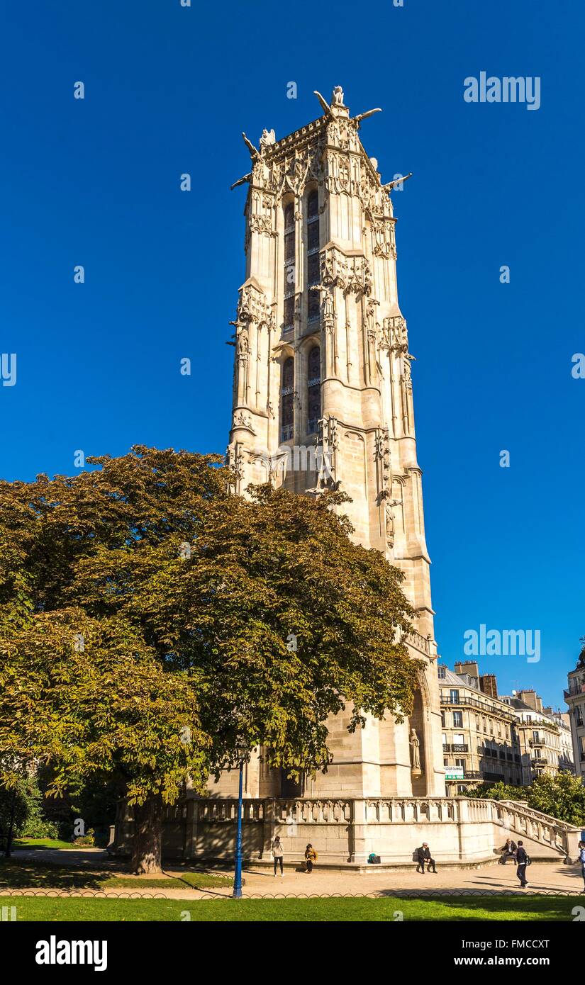France, Paris, la tour Saint Jacques Banque D'Images
