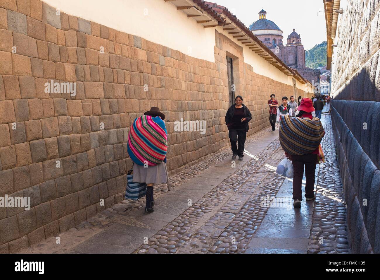 Pérou, Cusco, Cusco, province inscrite au Patrimoine Mondial de l'UNESCO, calle Loreto bordée de murs incas Banque D'Images