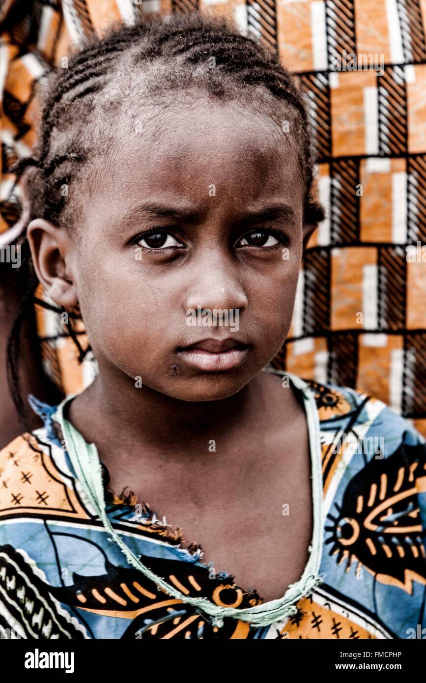 Sénégal, Sahel, région de Ferlo, Widou Thiengoly, l'enfant Peul Banque D'Images