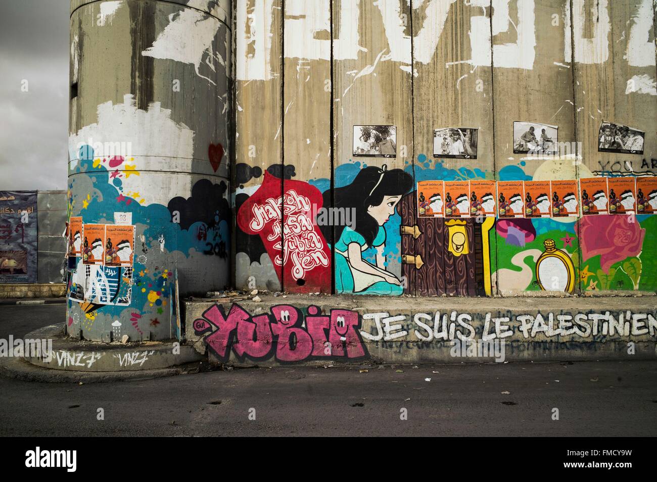 Israël, Palestine, Cisjordanie ( territoire litigieux), Bethleem, Graffs d'Artistes non identifiés Banque D'Images
