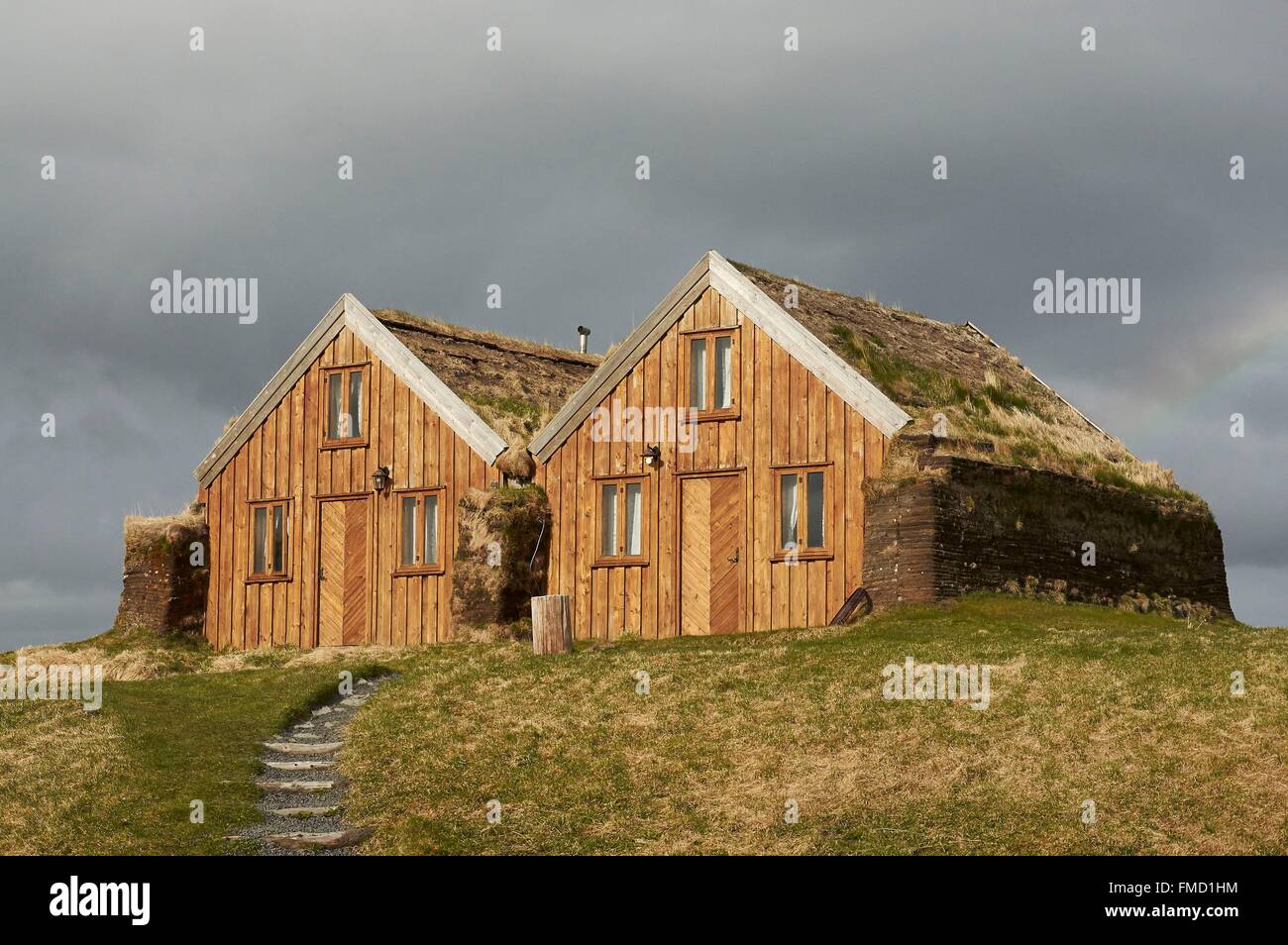 L'Islande, l'Austurland, volcan Askja road, le hameau de Modrudalur Banque D'Images