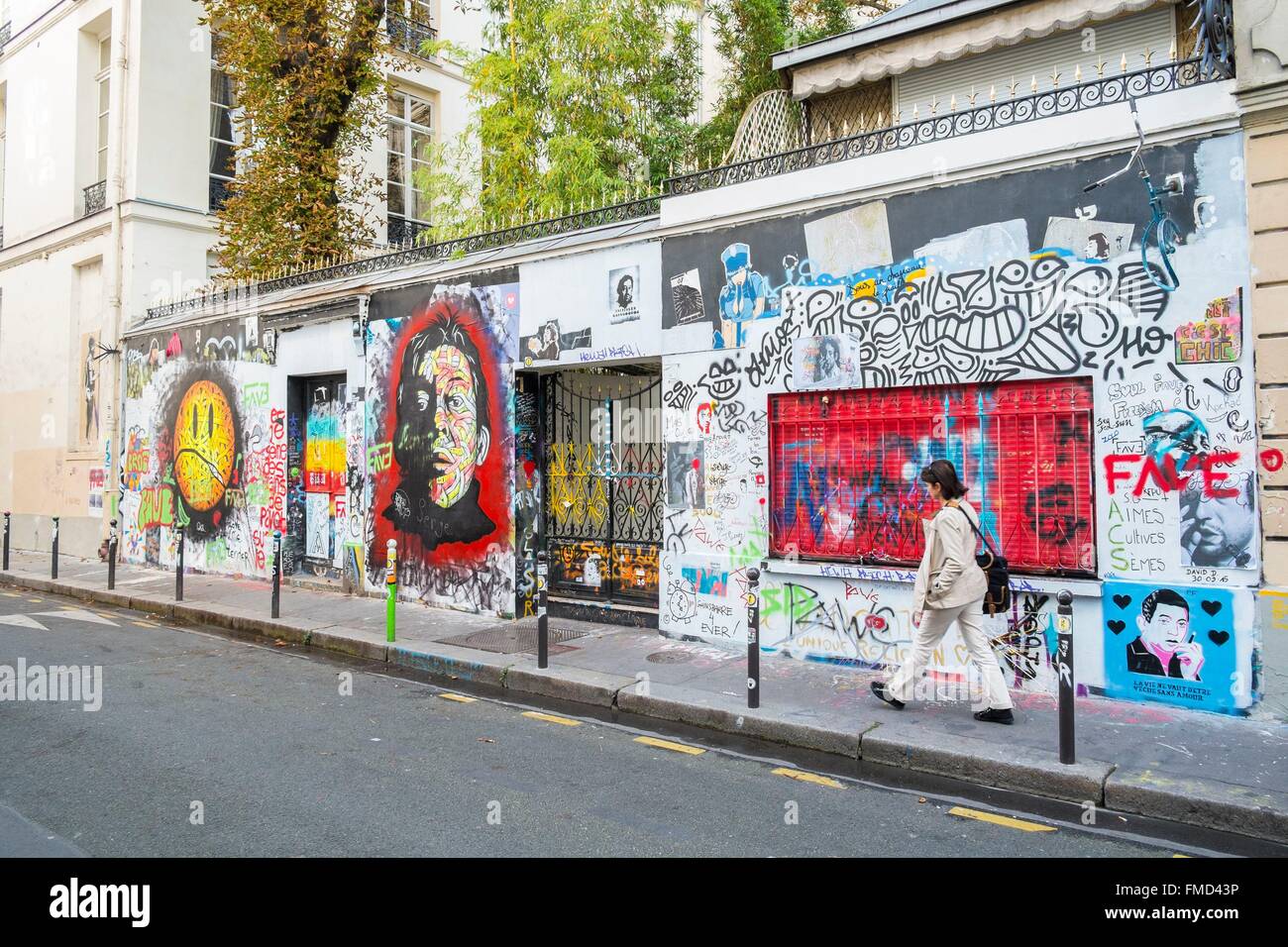 France, Paris, Saint Germain des Prés, la maison de Gainsbourg, rue de Verneuil Banque D'Images