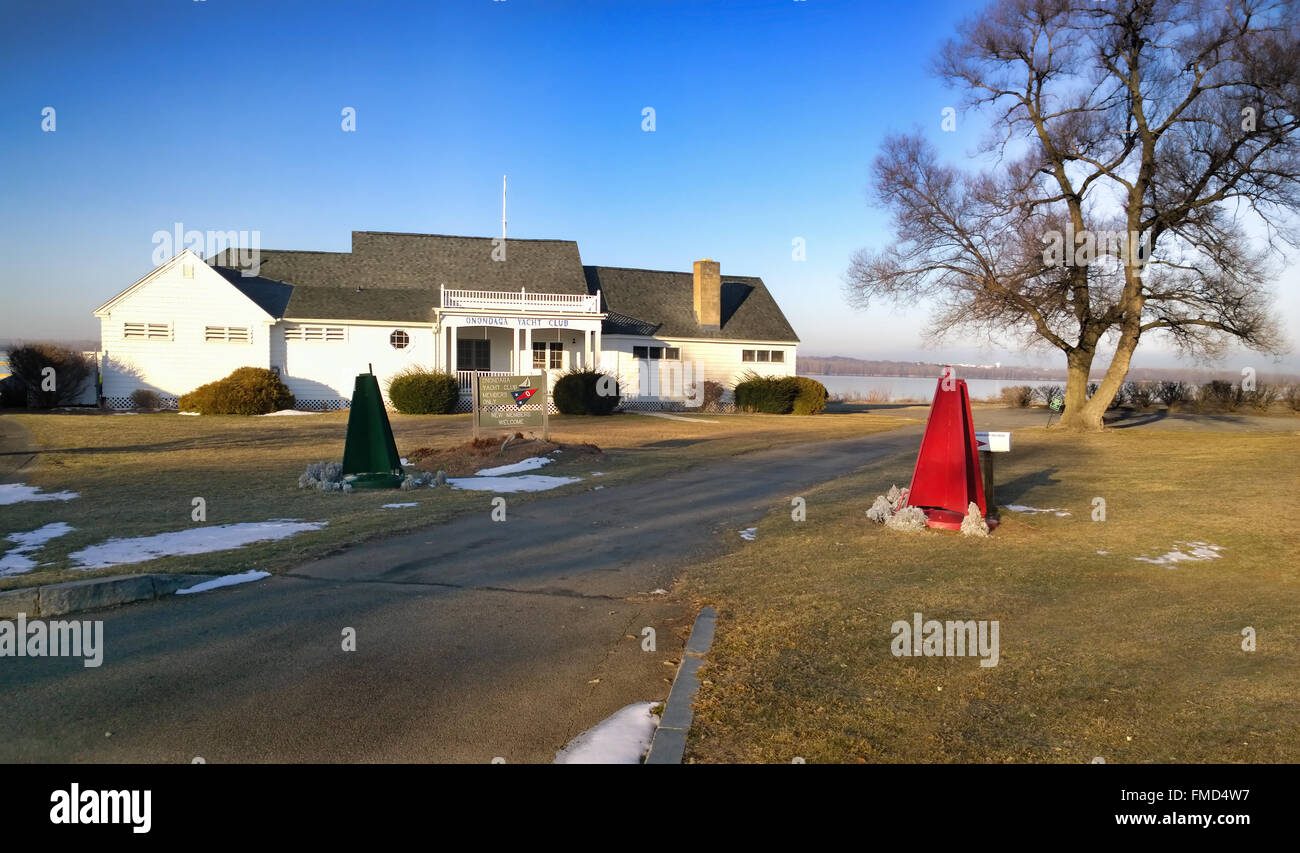 L'Onondaga Lake Yacht Club, Liverpool, New York, Février 2016 Banque D'Images